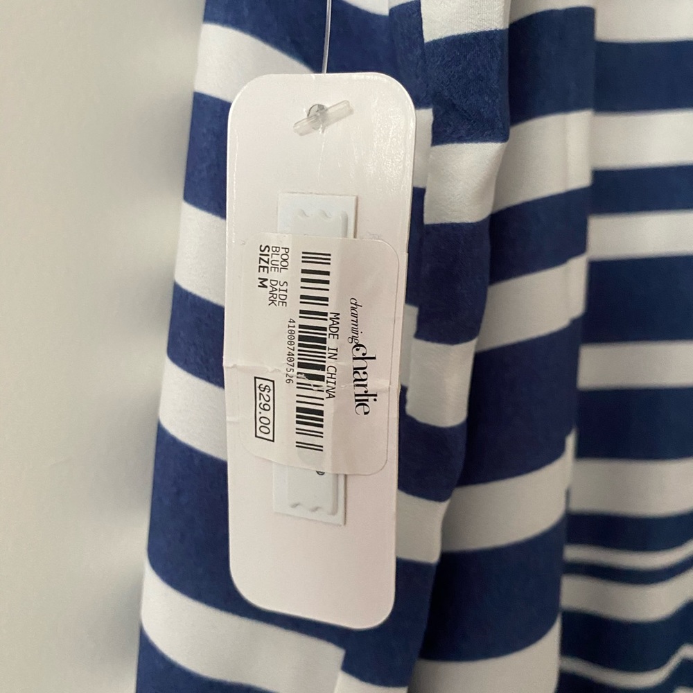 NEW!  Cute dress!  Blue & white striped.   Size M